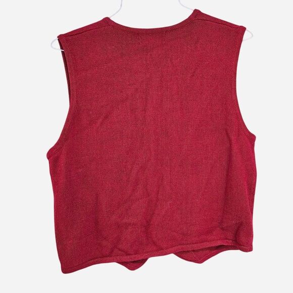90s indie boho red beaded sleeveless sweater vest - Picture 3 of 3